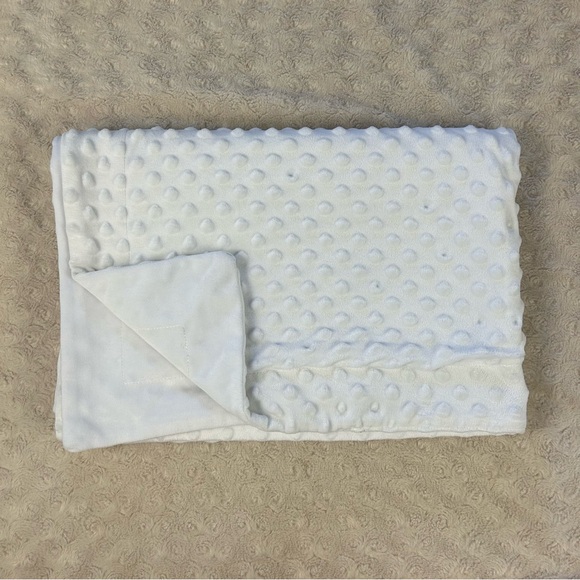 Solid White Minky Dot Baby Blanket Oeko Tex Security Lovey - Picture 1 of 7
